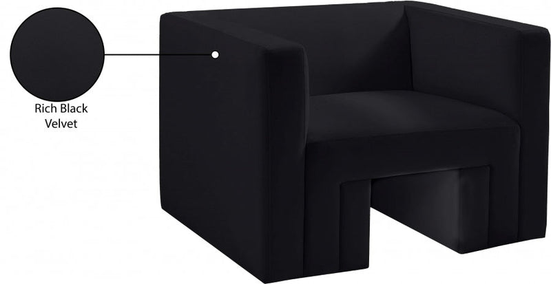 Henson Velvet Upholstered Chair in Black - 665Black-C