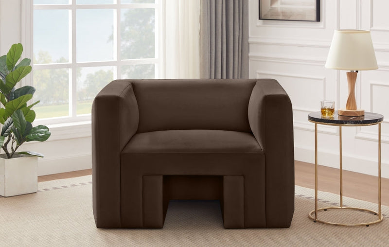 Henson Velvet Upholstered Chair in Brown - 665Brown-C