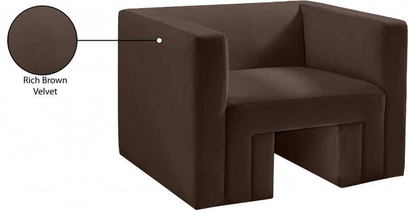 Henson Velvet Upholstered Chair in Brown - 665Brown-C