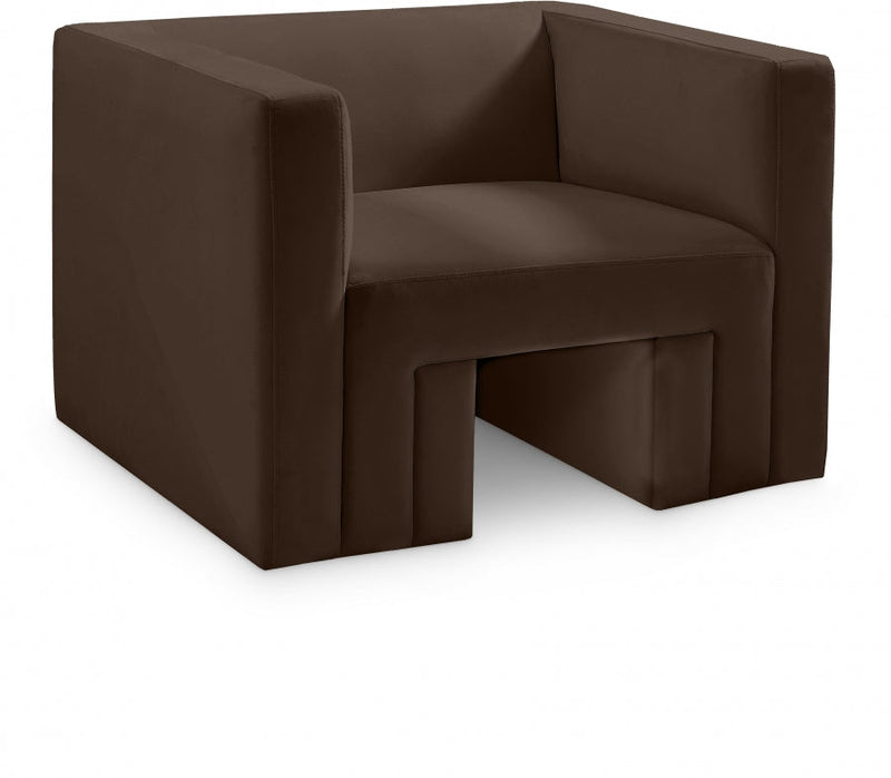 Henson Velvet Upholstered Chair in Brown - 665Brown-C