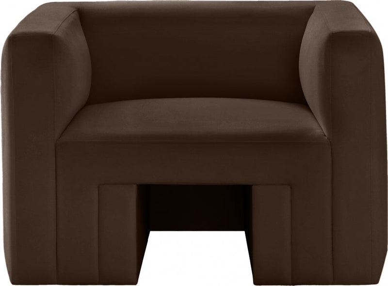 Henson Velvet Upholstered Chair in Brown - 665Brown-C