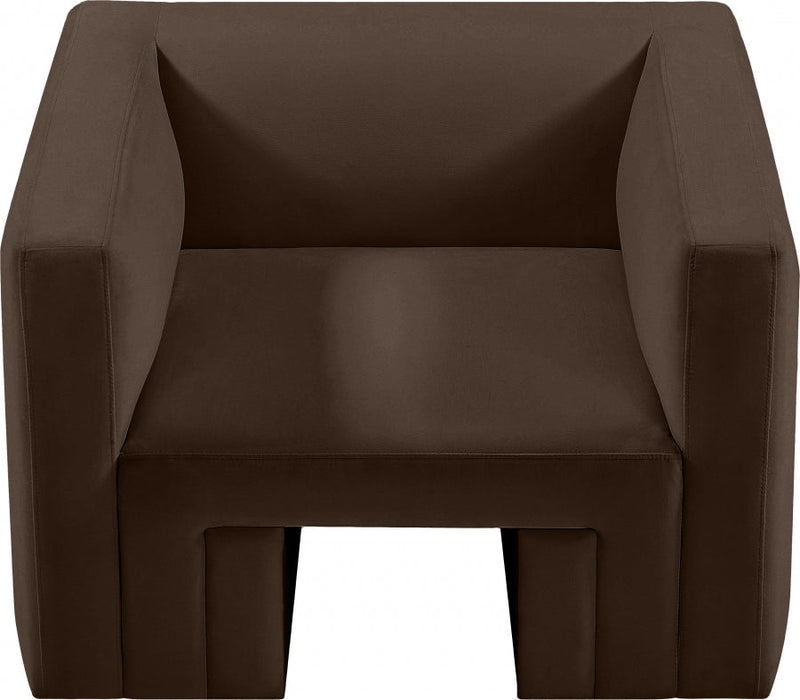 Henson Velvet Upholstered Chair in Brown - 665Brown-C
