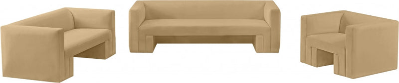 Henson Velvet Upholstered Chair in Camel - 665Camel-C