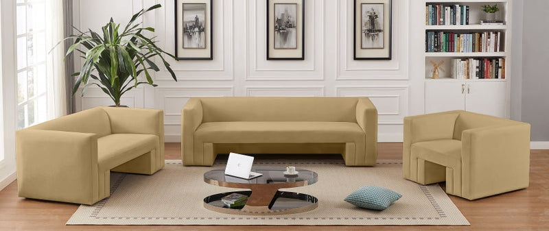Henson Velvet Upholstered Chair in Camel - 665Camel-C