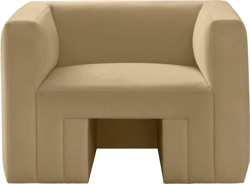 Henson Velvet Upholstered Chair in Camel - 665Camel-C