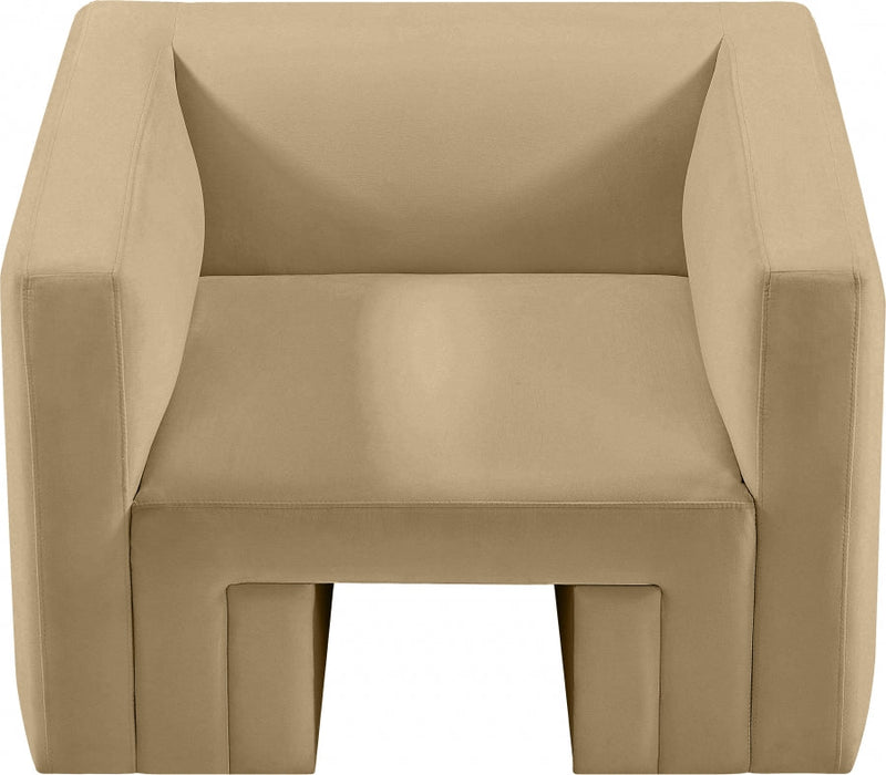 Henson Velvet Upholstered Chair in Camel - 665Camel-C