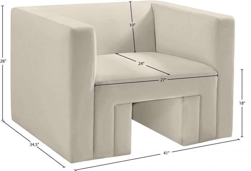 Henson Velvet Upholstered Chair in Cream - 665Cream-C