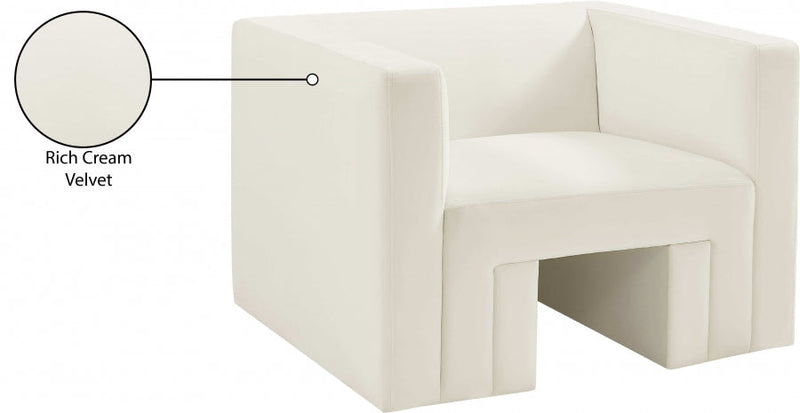 Henson Velvet Upholstered Chair in Cream - 665Cream-C