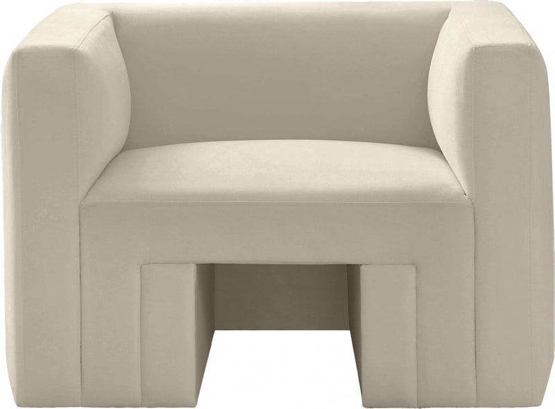 Henson Velvet Upholstered Chair in Cream - 665Cream-C