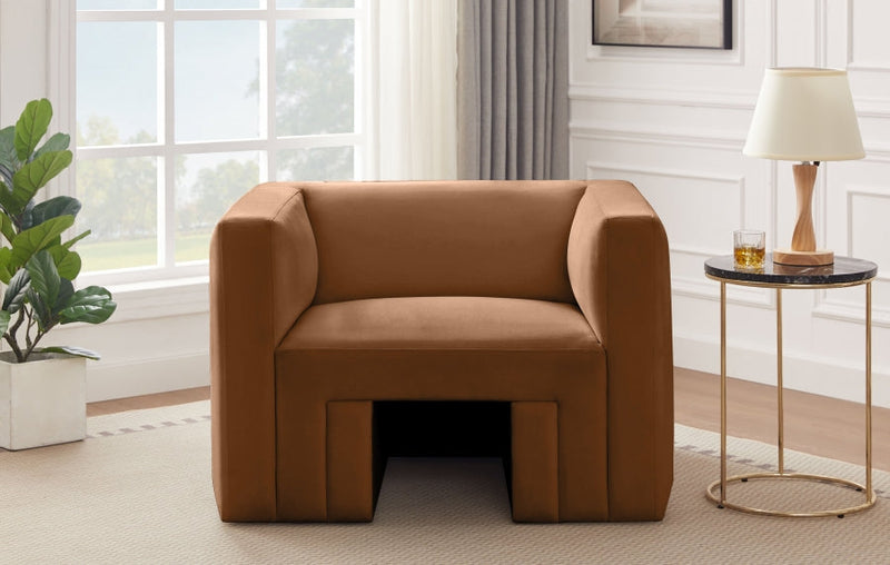 Henson Velvet Upholstered Chair in Saddle - 665Saddle-C
