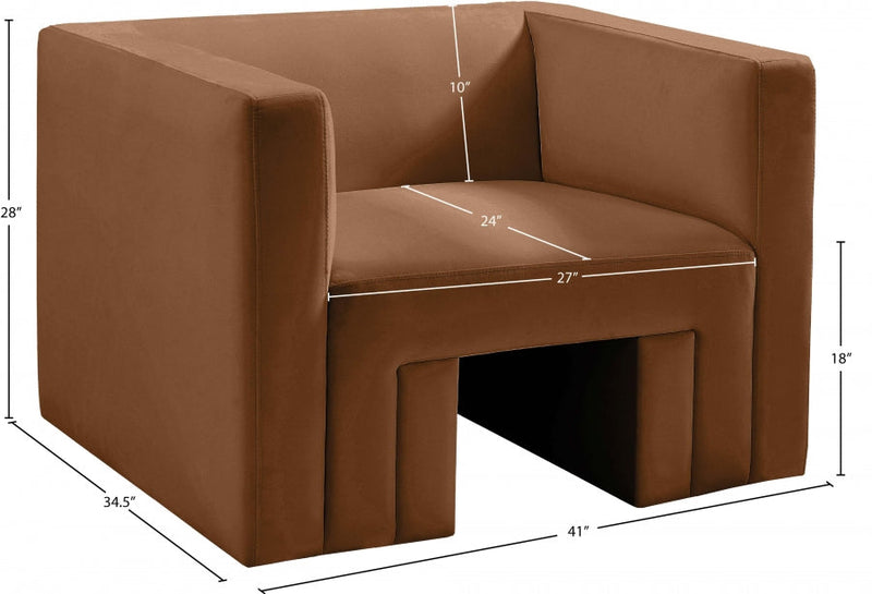 Henson Velvet Upholstered Chair in Saddle - 665Saddle-C