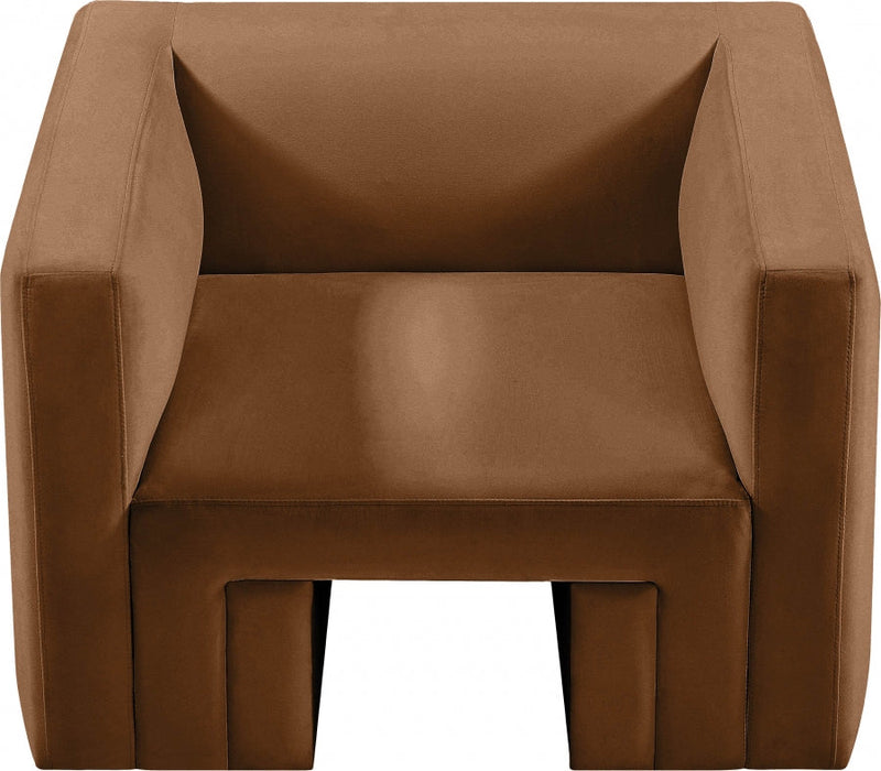 Henson Velvet Upholstered Chair in Saddle - 665Saddle-C