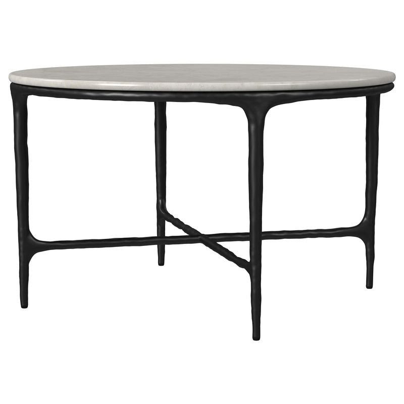 Hermas 2-piece Round Marble Coffee and End Table Set White - 710738-S2
