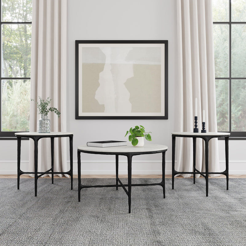Hermas 3-piece Round Marble Coffee and End Table Set White - 710738-S3