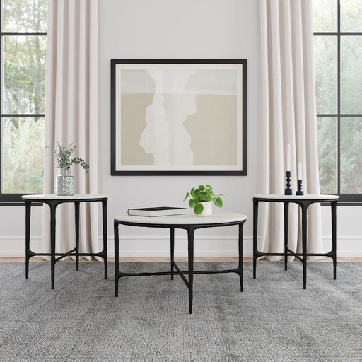 Hermas 3-piece Round Marble Coffee and End Table Set White - 710738-S3