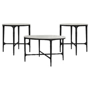 Hermas 3-piece Round Marble Coffee and End Table Set White - 710738-S3
