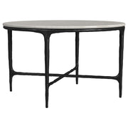 Hermas Round Genuine Marble Top Metal Coffee Table White - 710738