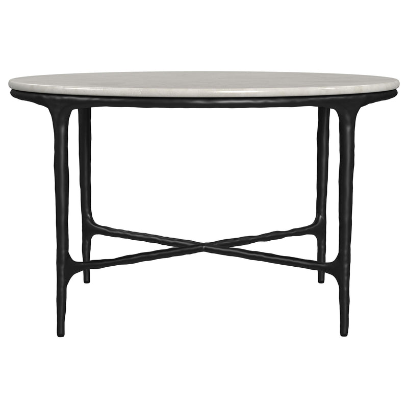 Hermas Round Genuine Marble Top Metal Coffee Table White - 710738