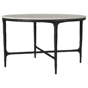 Hermas Round Genuine Marble Top Metal Coffee Table White - 710738