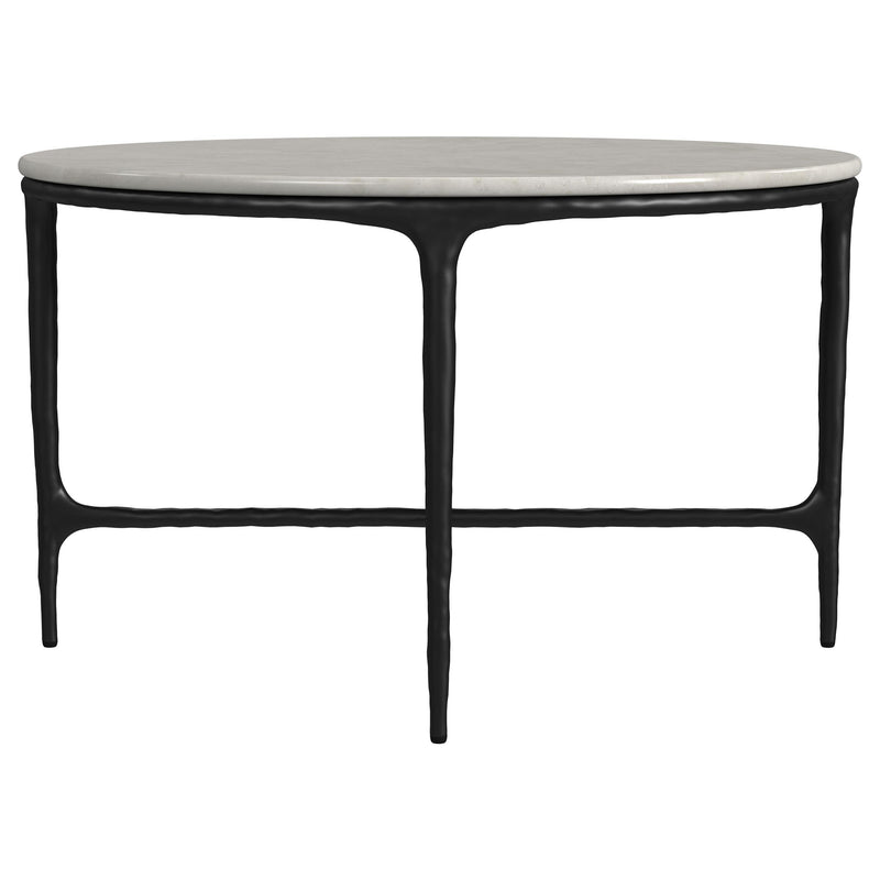 Hermas Round Genuine Marble Top Metal Coffee Table White - 710738
