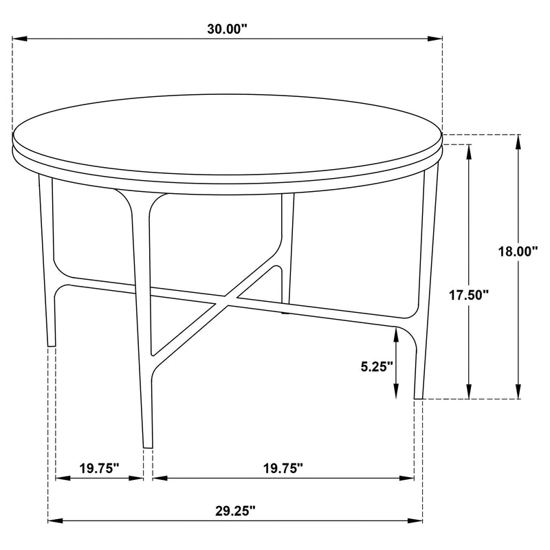 Hermas Round Genuine Marble Top Metal Coffee Table White - 710738