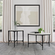 Hermas Round Genuine Marble Top Metal Coffee Table White - 710738