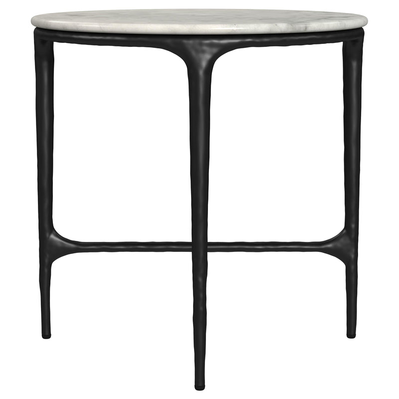Hermas Round Genuine Marble Top Metal End Side Table White - 710737