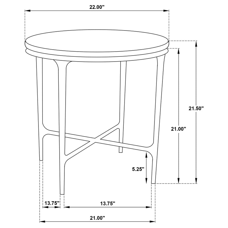 Hermas Round Genuine Marble Top Metal End Side Table White - 710737