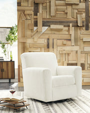 Herstow Ivory Swivel Glider Accent Chair - A3000365