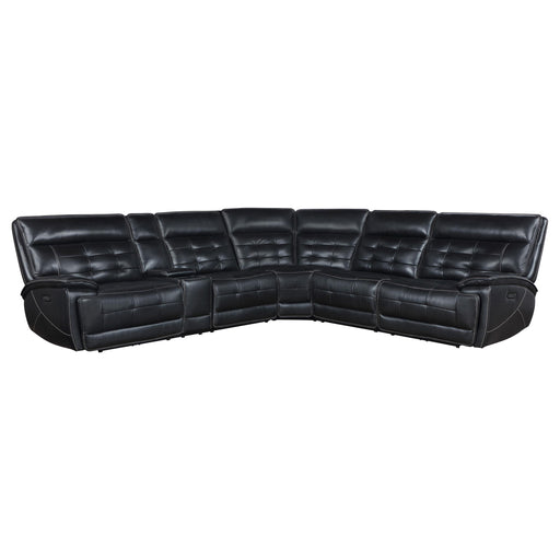 Hewitt Leather Dual Power Reclining Sectional Sofa Black - 609610PP