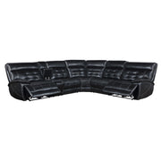 Hewitt Leather Dual Power Reclining Sectional Sofa Black - 609610PP