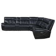 Hewitt Leather Dual Power Reclining Sectional Sofa Black - 609610PP