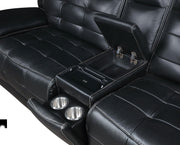 Hewitt Leather Dual Power Reclining Sectional Sofa Black - 609610PP