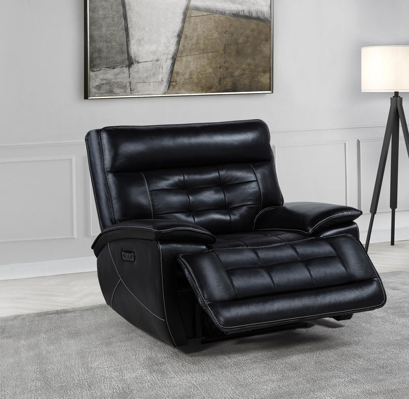 Hewitt Leather Upholstered Dual Power Recliner Chair Black - 609613PP
