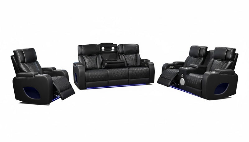 Hialeah Black Sofa & Loveseat & Chair - HIALEAH-BK-SLC