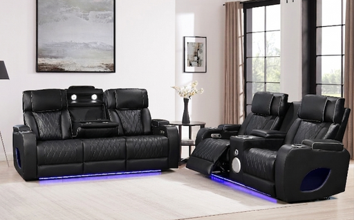 Hialeah Black Sofa & Loveseat - HIALEAH-BK-SLS