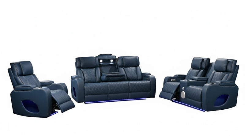 Hialeah Blue Sofa & Loveseat & Chair - HIALEAH-BL-SLC