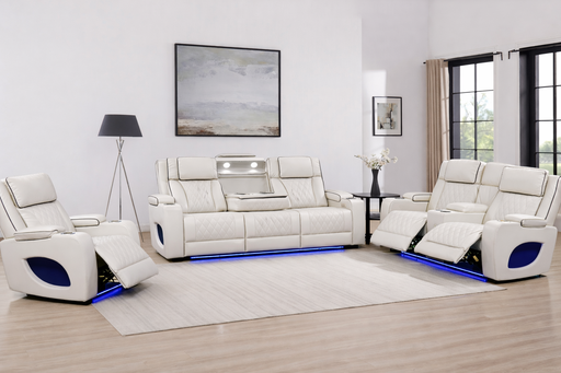 Hialeah White Sofa & Loveseat & Chair - HIALEAH-WT-SLC