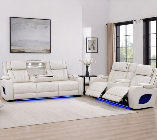Hialeah White Sofa & Loveseat - HIALEAH-WT-SLS