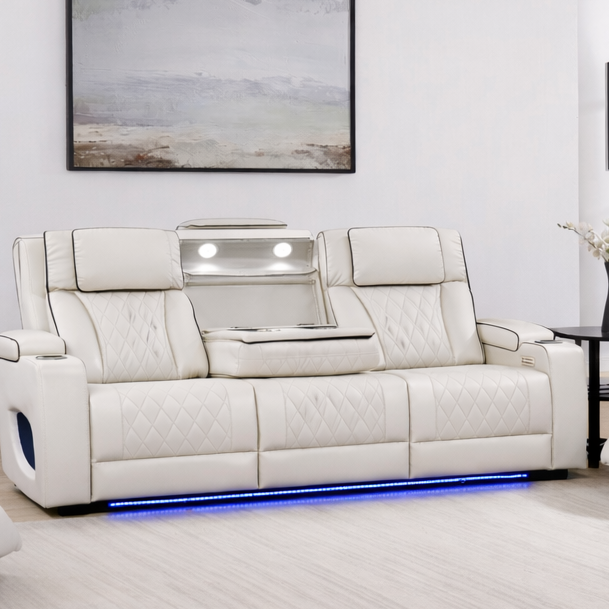 Hialeah White Sofa & Loveseat - HIALEAH-WT-SLS