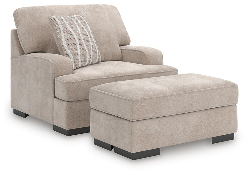 High Profile Chair and Ottoman in Taupe - PKG022018