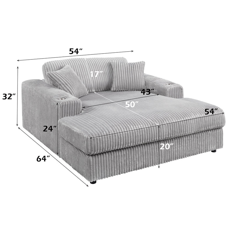 Hilde Chaise w/2 Pillows - LV03681