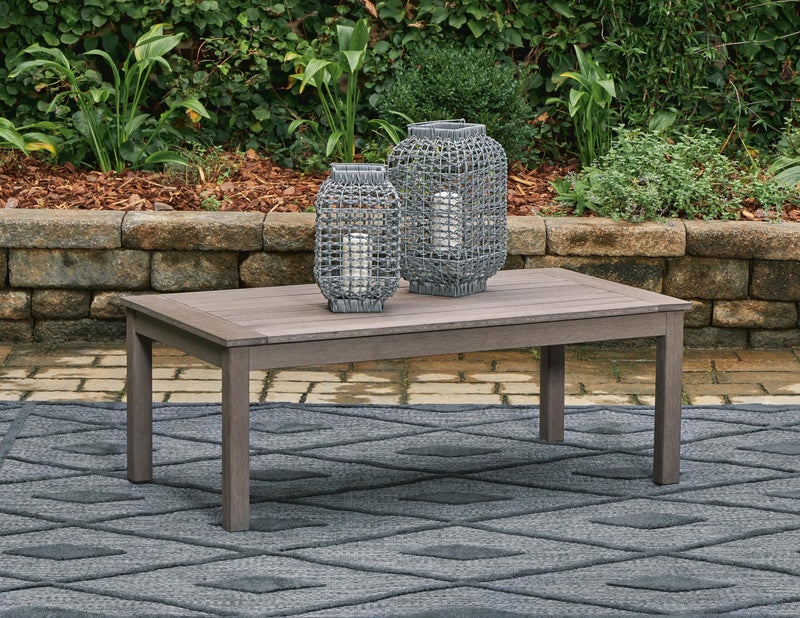 Hillside Barn Outdoor Loveseat and 2 Chairs with Coffee Table in Gray/Brown - PKG021261
