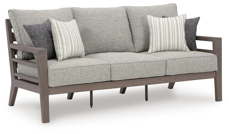 Hillside Barn Outdoor Sofa and 2 Chairs with Coffee Table in Gray/Brown - PKG021260