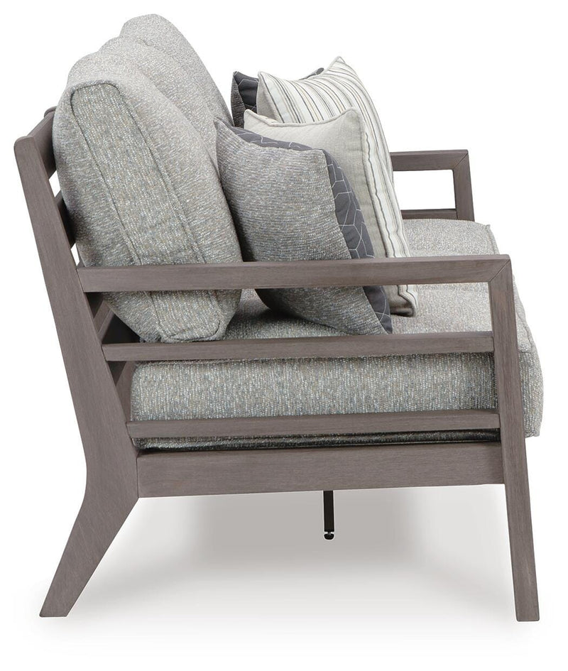 Hillside Barn Outdoor Sofa and 2 Chairs with Coffee Table in Gray/Brown - PKG021260