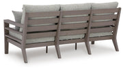 Hillside Barn Outdoor Sofa and 2 Chairs with Coffee Table in Gray/Brown - PKG021260