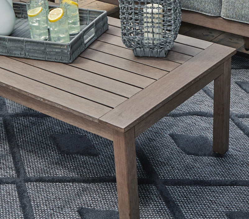 Hillside Barn Outdoor Sofa and 2 Chairs with Coffee Table in Gray/Brown - PKG021260