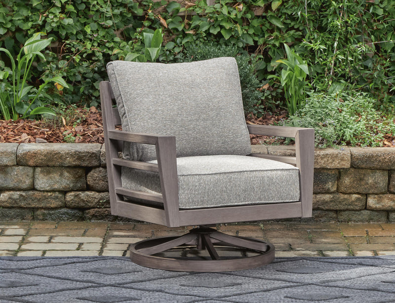 Hillside Barn Outdoor Sofa and 2 Chairs with Coffee Table in Gray/Brown - PKG021260