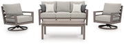 Hillside Barn Outdoor Sofa and 2 Chairs with Coffee Table in Gray/Brown - PKG021260
