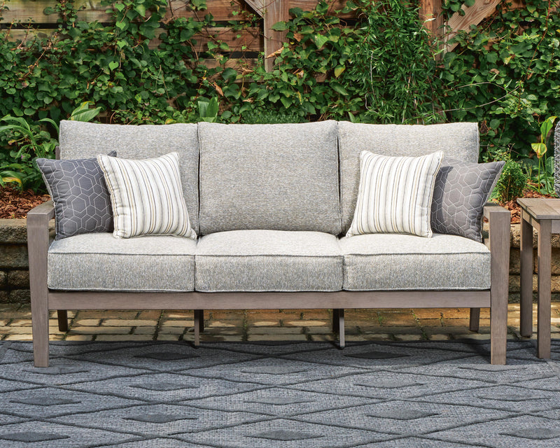 Hillside Barn Outdoor Sofa and 2 Chairs with Coffee Table in Gray/Brown - PKG021260
